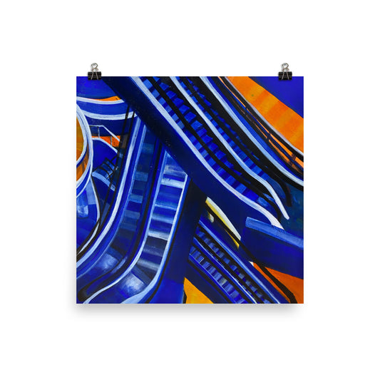 Oil Painting Poster - Blue and Orange Mall (Dream)