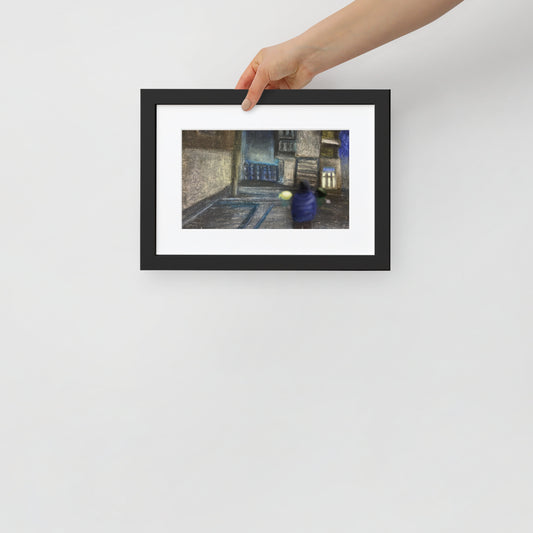 Matte Paper Framed Poster With Mat - Shopping at night